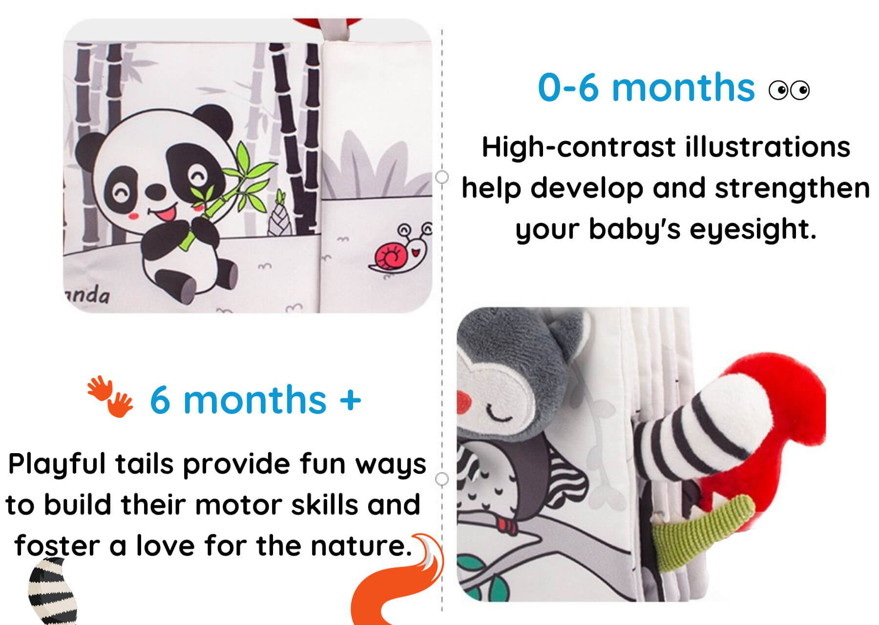 Animal Kingdom - Black&White Soft Tail Book For Babies